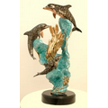 Family Copper Fill Dolphin Sculpture (Blue) 18" H